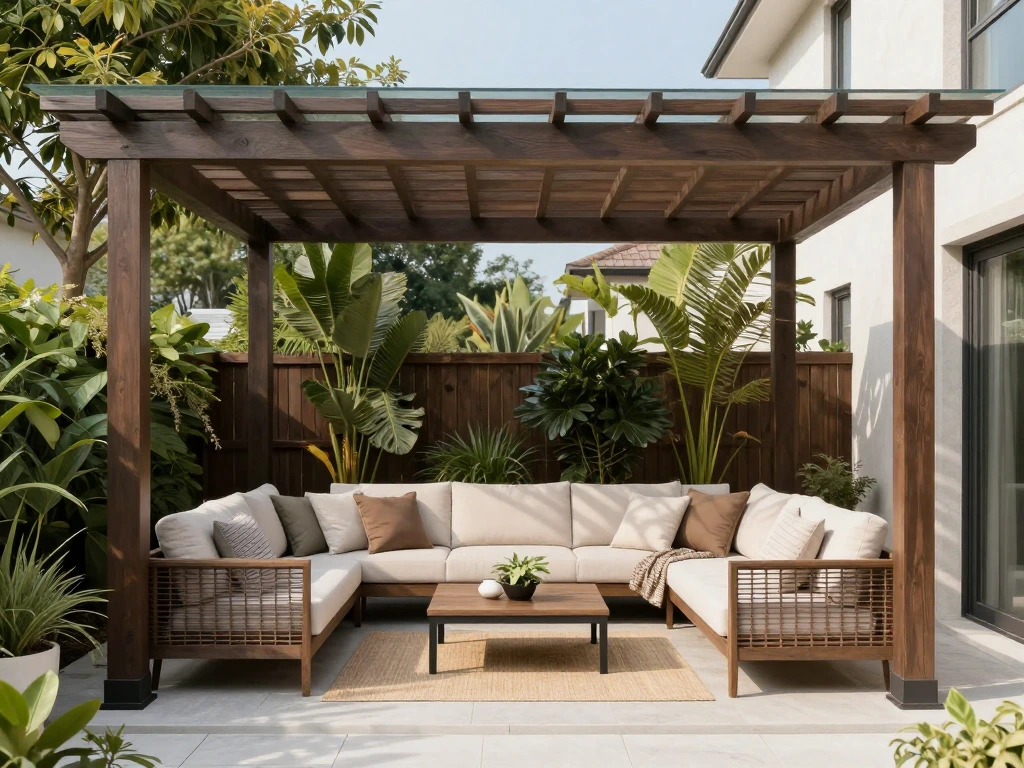 Cozy-Outdoor-Living-Room-with-a-DIY -Pergola