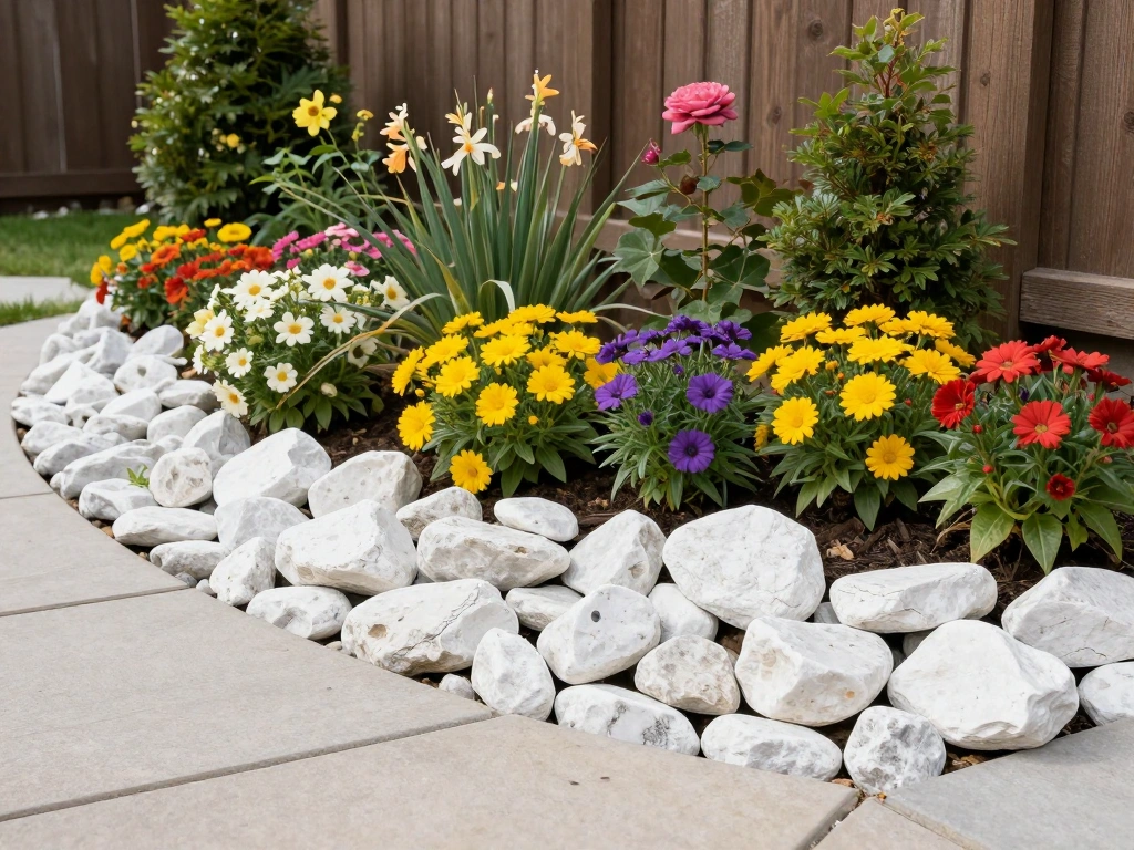 Brighten Flower Beds with White River Rock