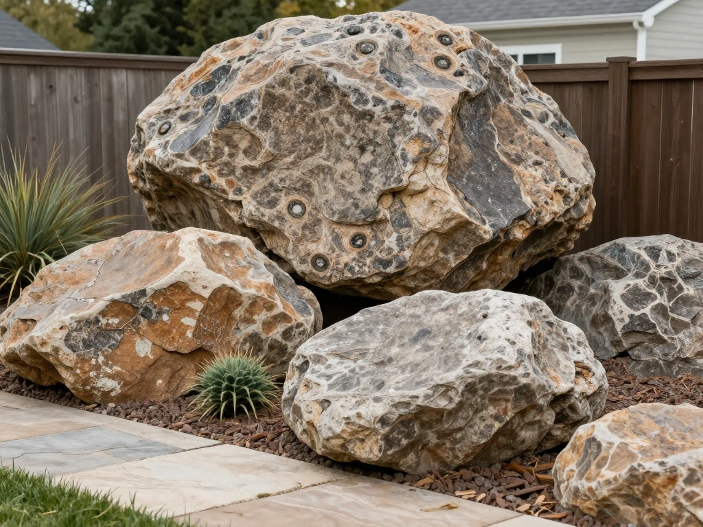 Incorporate Decorative Boulders for Free Texture