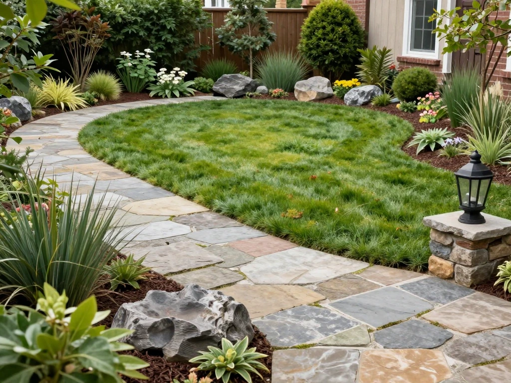 Lawns with Low-Maintenance Stone Gardens